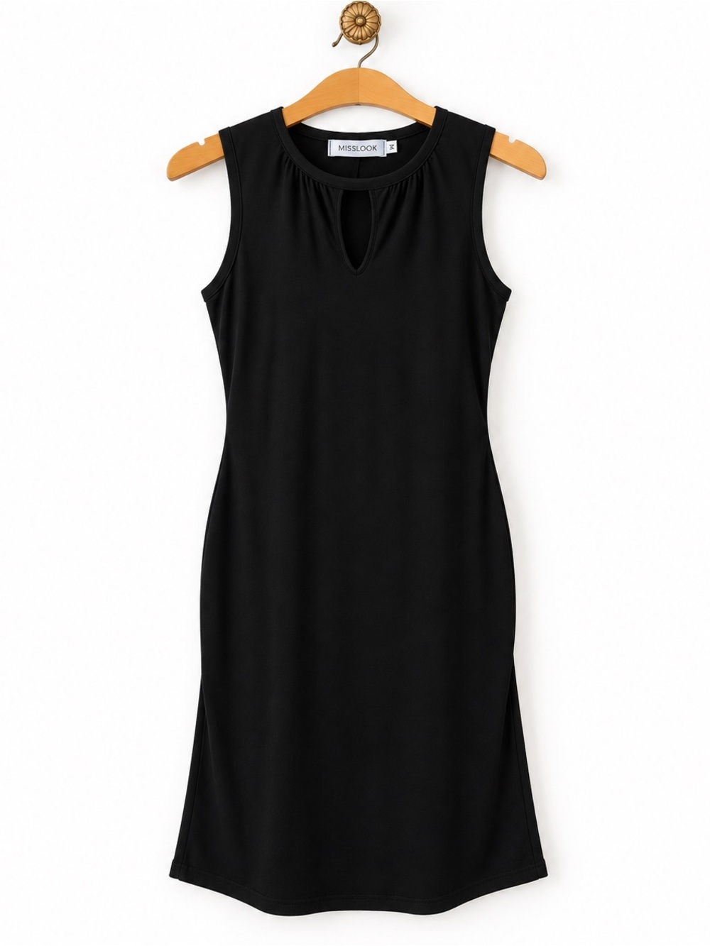 Misslook black sleeveless keyhole front midi dress M